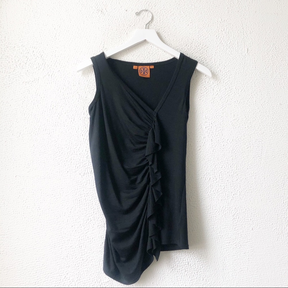 Tory Burch Ruched Ruffle Front Tank Top Blouse XS